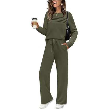 🔥LAST DAY SALE 70% OFF👍✨Women's Crew Neck Top & Drawstring Pants Set
