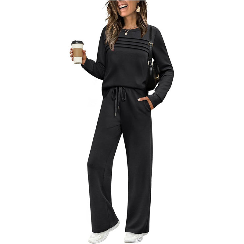 🔥LAST DAY SALE 70% OFF👍✨Women's Crew Neck Top & Drawstring Pants Set