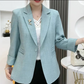 Elegant Slim-Fit Blazer with Floral Brooch