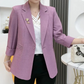 Elegant Slim-Fit Blazer with Floral Brooch