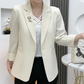 Elegant Slim-Fit Blazer with Floral Brooch