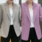 Elegant Slim-Fit Blazer with Floral Brooch