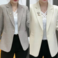 Elegant Slim-Fit Blazer with Floral Brooch