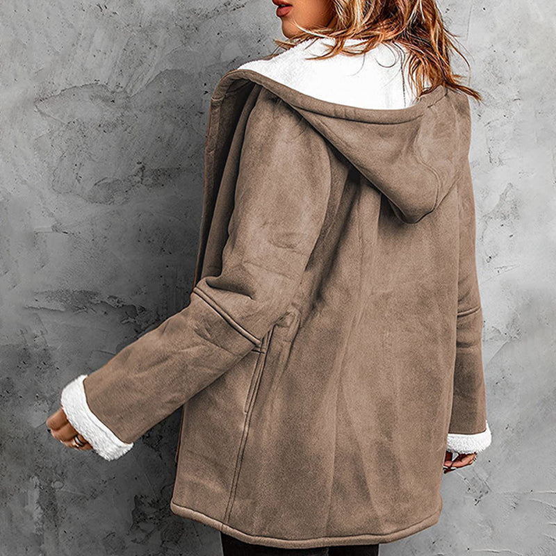 ⏳Time-limited Special Price⏰Women's Hooded Suede Coat with Plush Lining