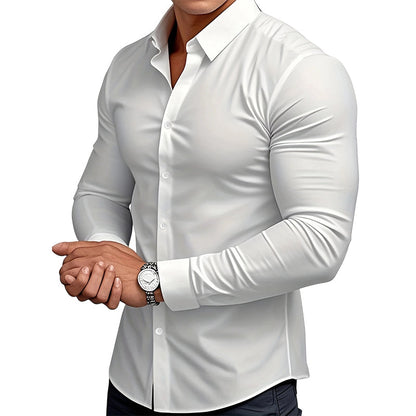 🔥LAST DAY SALE 50% OFF🔥Men's Solid Color Lapel Long Sleeve Button-Down Shirts