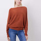 Women's Boat Neck Bat Sleeve Knitted Sweater