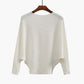 Women's Boat Neck Bat Sleeve Knitted Sweater