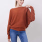Women's Boat Neck Bat Sleeve Knitted Sweater