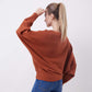 Women's Boat Neck Bat Sleeve Knitted Sweater
