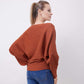 Women's Boat Neck Bat Sleeve Knitted Sweater