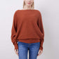 Women's Boat Neck Bat Sleeve Knitted Sweater