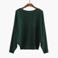 Women's Boat Neck Bat Sleeve Knitted Sweater