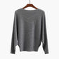 Women's Boat Neck Bat Sleeve Knitted Sweater