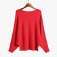Women's Boat Neck Bat Sleeve Knitted Sweater