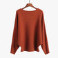 Women's Boat Neck Bat Sleeve Knitted Sweater