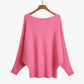 Women's Boat Neck Bat Sleeve Knitted Sweater