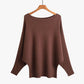 Women's Boat Neck Bat Sleeve Knitted Sweater
