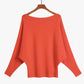 Women's Boat Neck Bat Sleeve Knitted Sweater