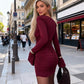 Women's Flattering Ruched V-Neck Mini Dress