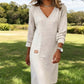 💖LAST DAY PROMOTION - 50%OFF 💖 Women’s Long Sleeve V-Neck Knit Dress