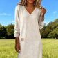 💖LAST DAY PROMOTION - 50%OFF 💖 Women’s Long Sleeve V-Neck Knit Dress