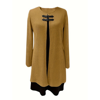 Women's Faux Two-Piece A-Line Knee-Length Dress