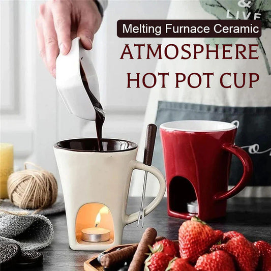 🍫 Handmade Chocolate Melting Mug – The Cozy Fondue Experience