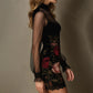 📢49 % OFF !!⏰🌹 Romantic Floral Lace Mesh Sleeve Bodycon Dress