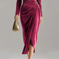 ✨Comfortable and elegant! 💃Long Sleeve Cowl Neck Ruched Slit Dress