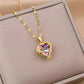💕Colourful Ocean Heart Pendant Titanium Necklace