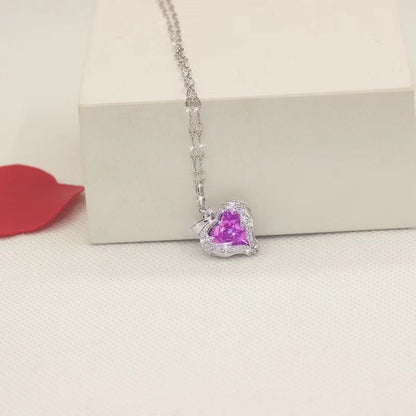 💕Colourful Ocean Heart Pendant Titanium Necklace