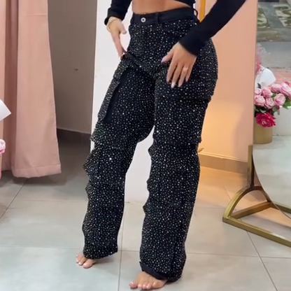 ✨💎 Multi-pocket style meets rhinestone sparkle!