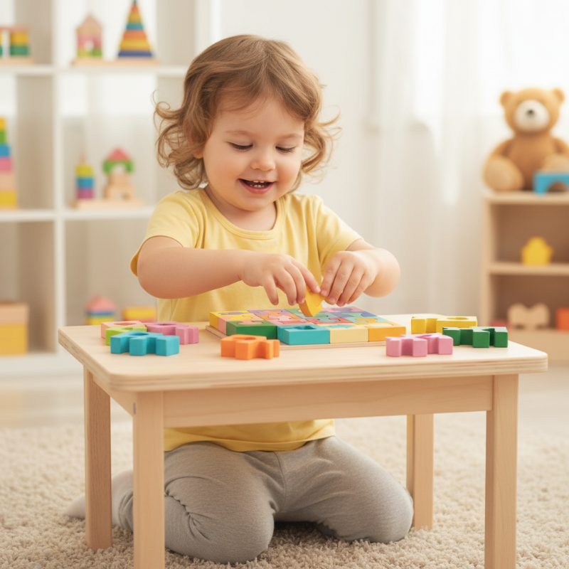 Wooden Geometric Shape Matching Puzzle for Toddlers