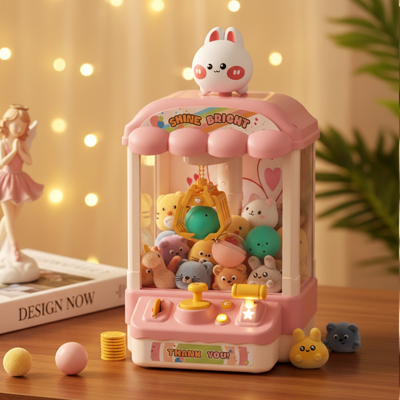 Children’s Cute Animal Claw Machine with Dolls and Capsules