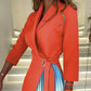 🔥Ombre Lapel Neck Tied Waist Pleated Blazer Dress | Structured & Stylish