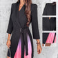 🔥Ombre Lapel Neck Tied Waist Pleated Blazer Dress | Structured & Stylish