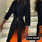 🔥Ombre Lapel Neck Tied Waist Pleated Blazer Dress | Structured & Stylish