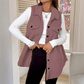⏳Limited-time 50% off⏰Women's Warm Fuzzy Long Button-Up Collar Vest🧥