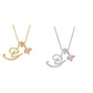💖Initial Letter Necklace with Pink Heart Charm✨
