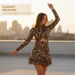 Women's Leopard Print Ruched Mini Dress