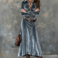 ⏳Time-Limited Special⏰Women's Long Sleeve Velvet Maxi Dress
