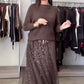Women's Fashion Knit Top & Mesh Dress 2-Piece Set