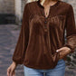 Elegant Gathered Front Long Sleeve Blouse