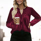 Elegant Gathered Front Long Sleeve Blouse