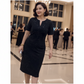 🔥Classic Black Sparkly V-Neck Short Sleeve Dress
