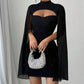 💃2026 New Arrivals 48% OFF💥Women's Cutout Ribbed Dress with Chiffon Cape