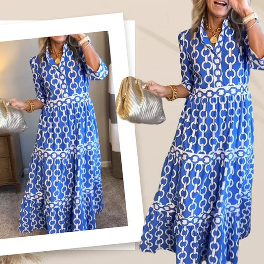 🎉Spring Specials Sale 50% OFF🌸Women’s Geometric Print V-Neck Maxi Dress