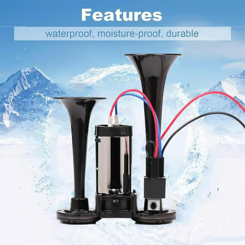 ⏰Train Air Horn 120dB – Fits Trucks, Cars & Boats | 12V/24V, Waterproof & Tool-Free Install 🚛🔊