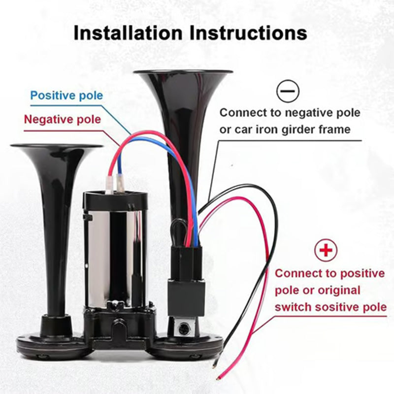 ⏰Train Air Horn 120dB – Fits Trucks, Cars & Boats | 12V/24V, Waterproof & Tool-Free Install 🚛🔊