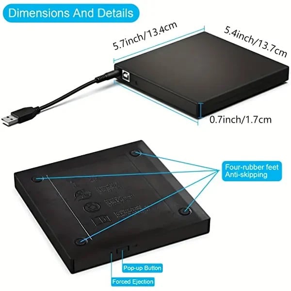 💿No Disc Drive on Your Laptop? Now You Do! External CD/DVD Burner 50% OFF📀